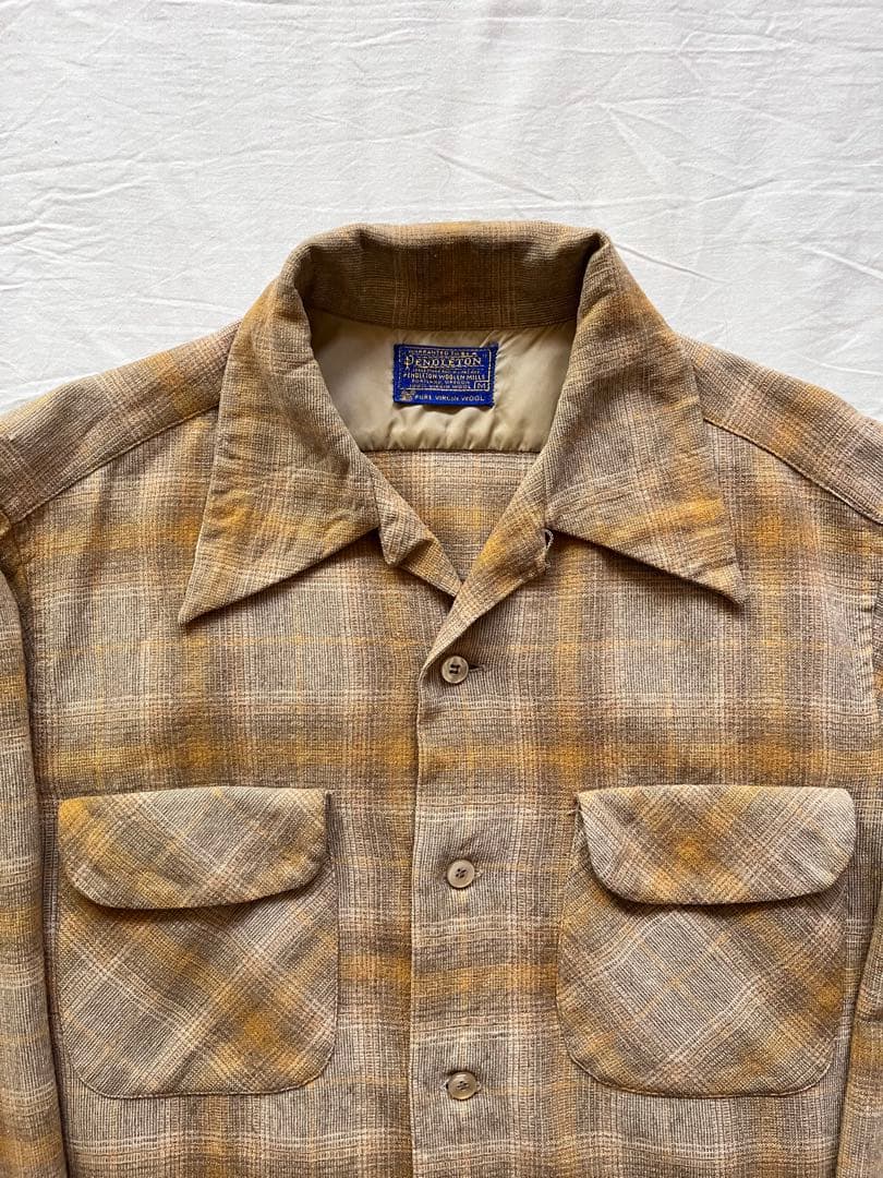Pendleton 70s ウールオンブレチェックシャツ ブラウン×ベージュ