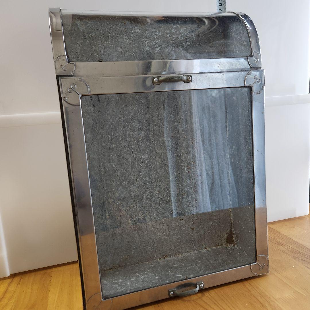 【希少品】レトロ雑貨 ブリキとガラス 収納ケース ①