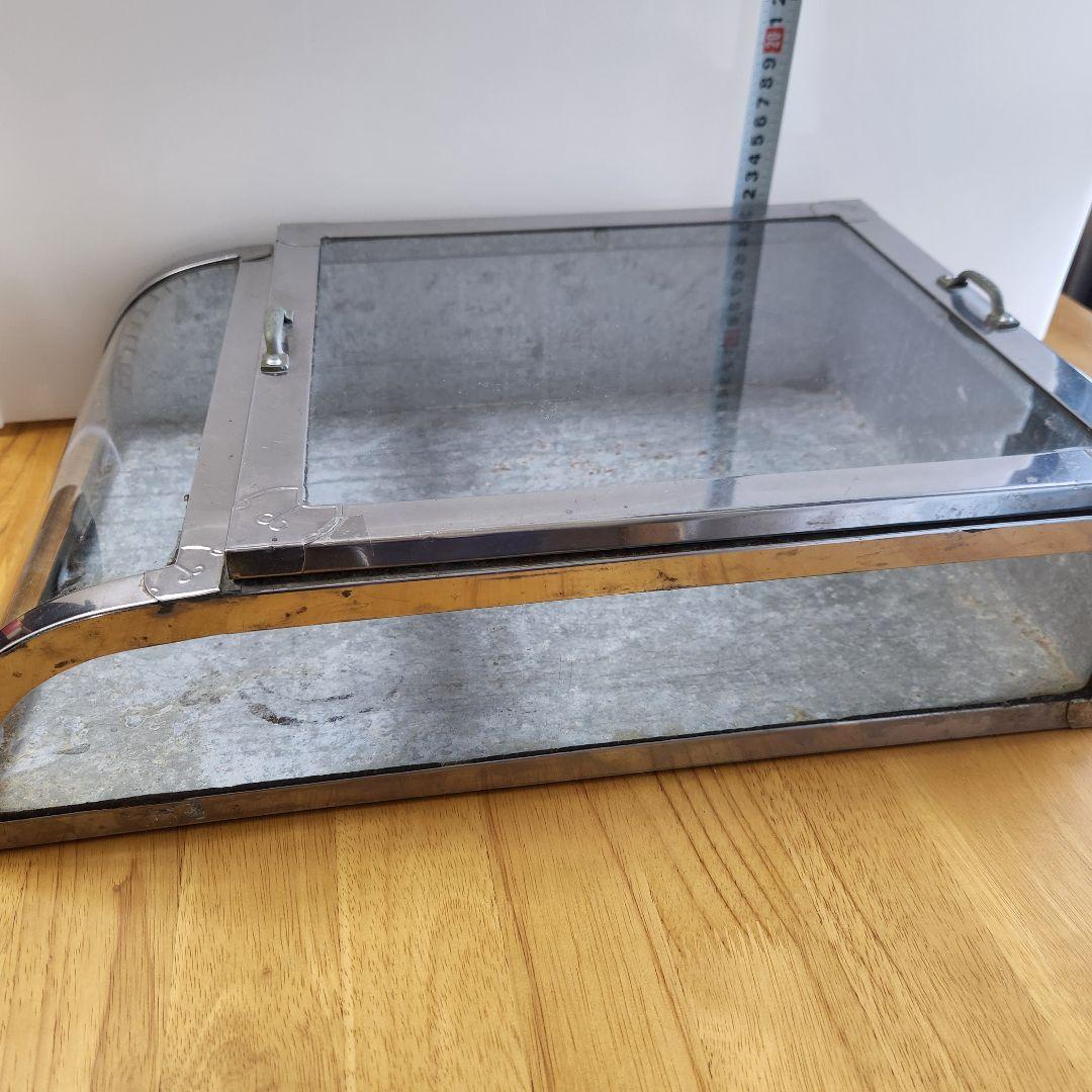 【希少品】レトロ雑貨 ブリキとガラス 収納ケース ①
