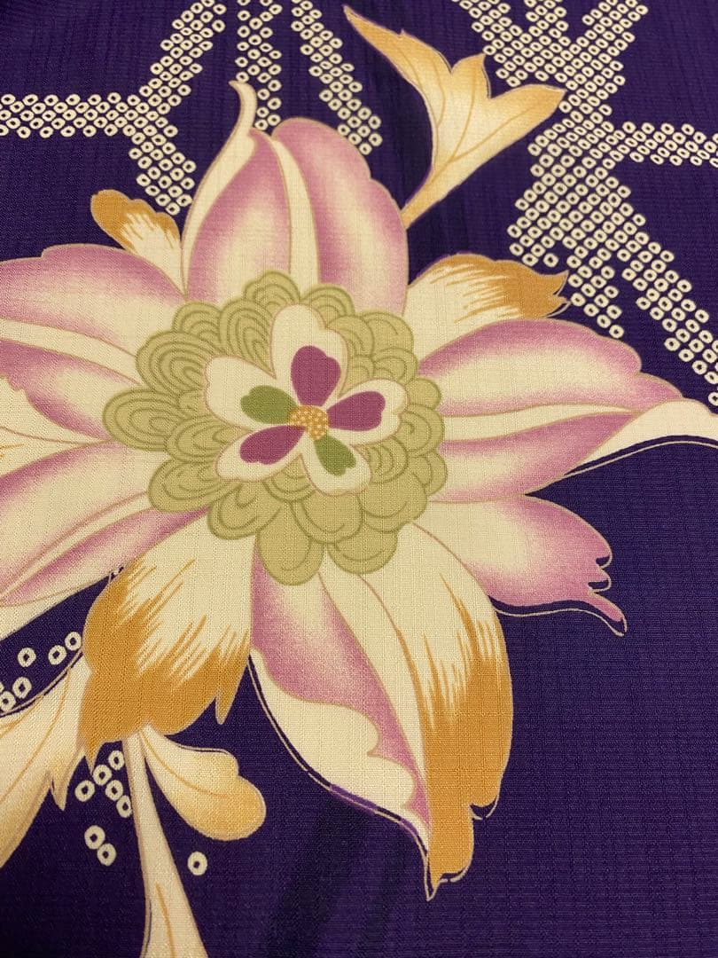 撫松庵　浴衣　セオa 紫　花柄　ゆかた　ポリエステル　お祭り