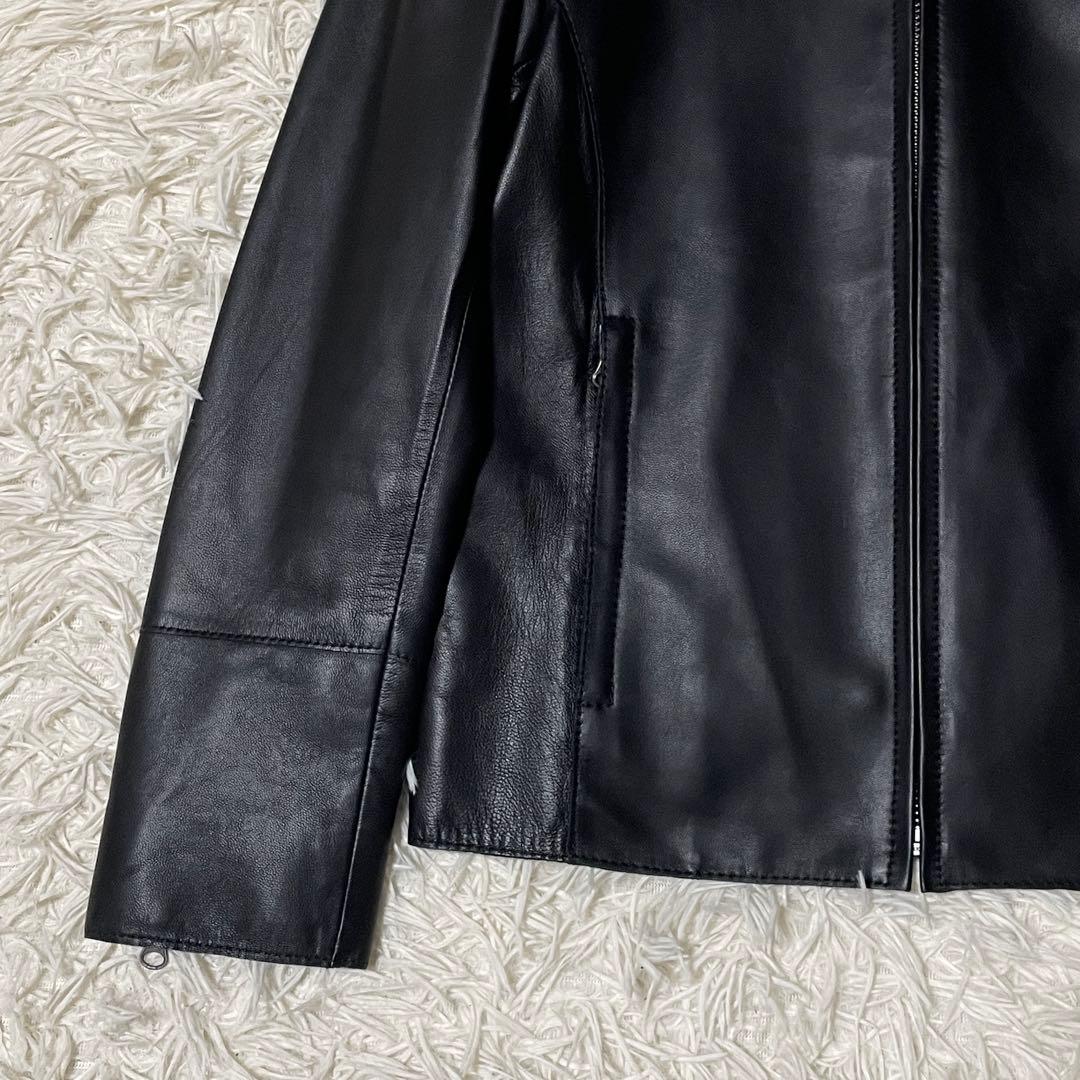 【KKK.】23区 ノーカラー レザージャケット 羊革 32 XXS