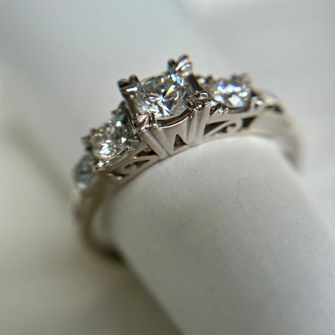 pt850 上品なアンティーク ダイヤモンド リング