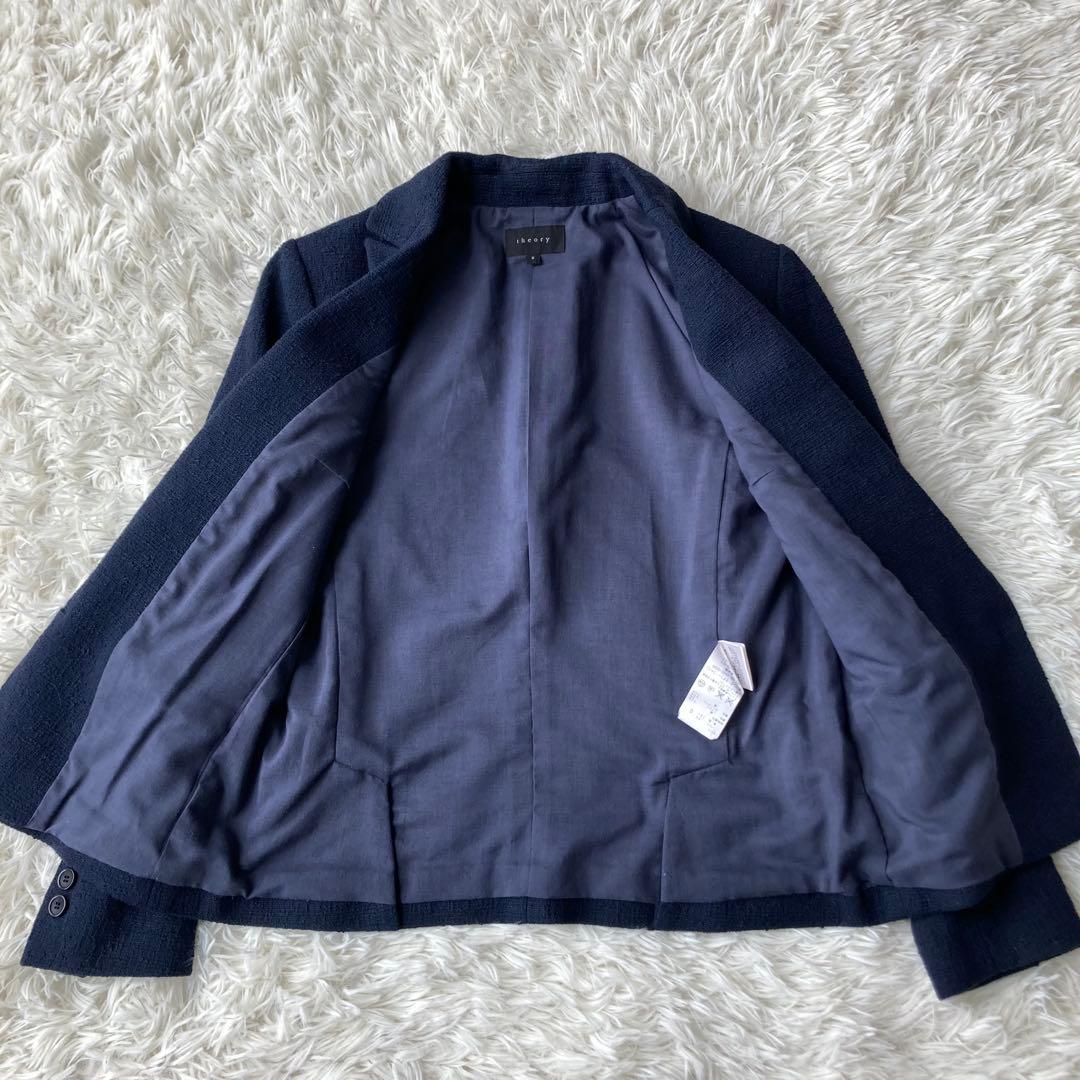 theory×PLST ツイードジャケット パンツスーツ セットアップ 濃紺 S