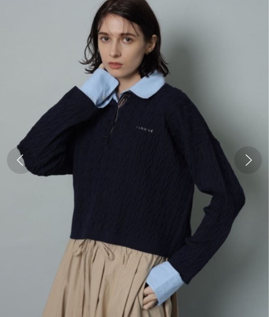 新品カデュネ CADUNE ケーブルポロニット （紺）