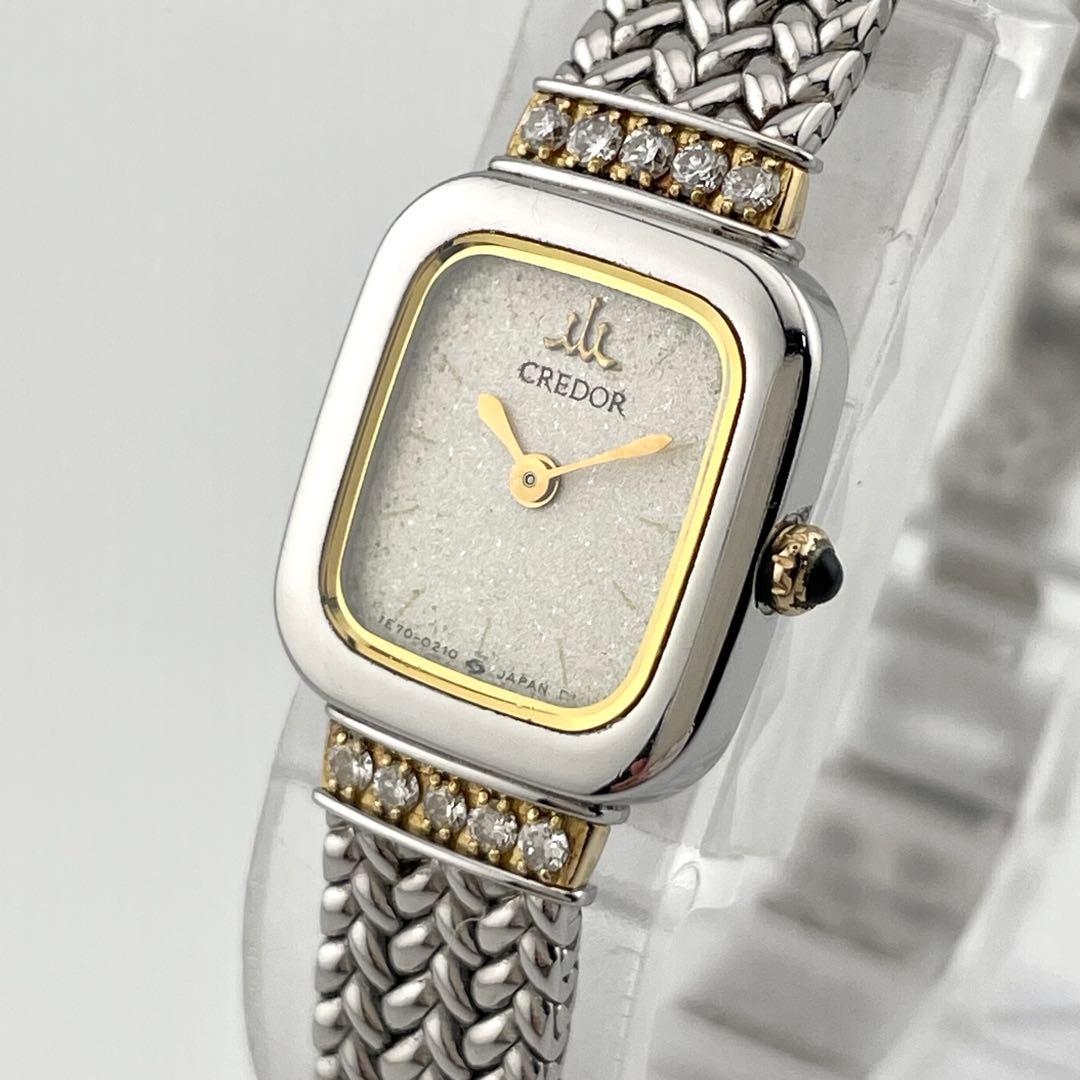 【稼働/新品電池/18KT/10Pダイヤ】セイコー　クレドール　腕時計　純正