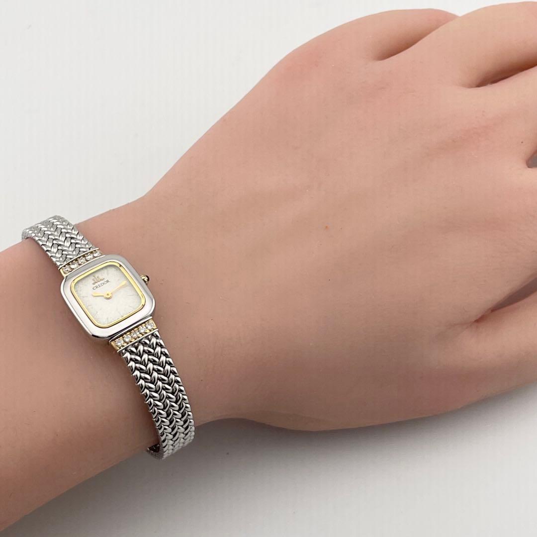 【稼働/新品電池/18KT/10Pダイヤ】セイコー　クレドール　腕時計　純正