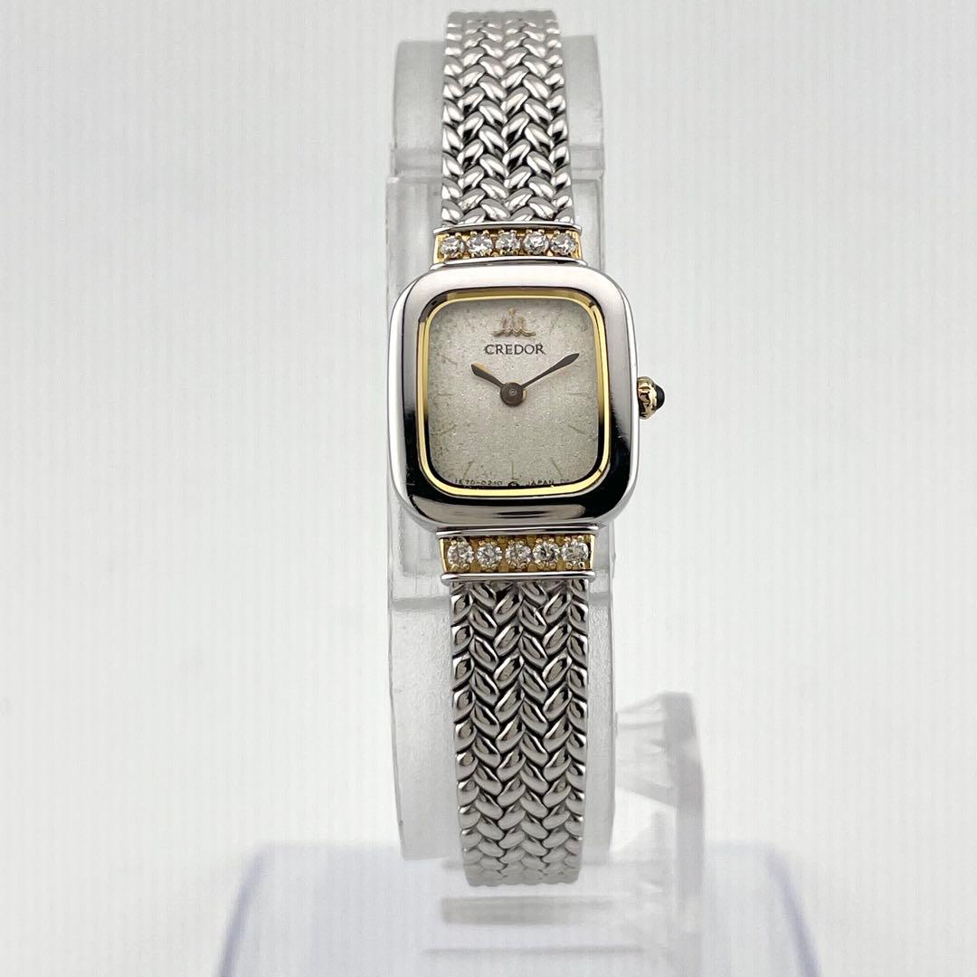 【稼働/新品電池/18KT/10Pダイヤ】セイコー　クレドール　腕時計　純正