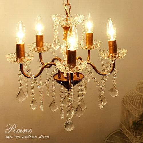 アンティーク調 クリスタル シャンデリア 5灯 ゴールド OS-001-5