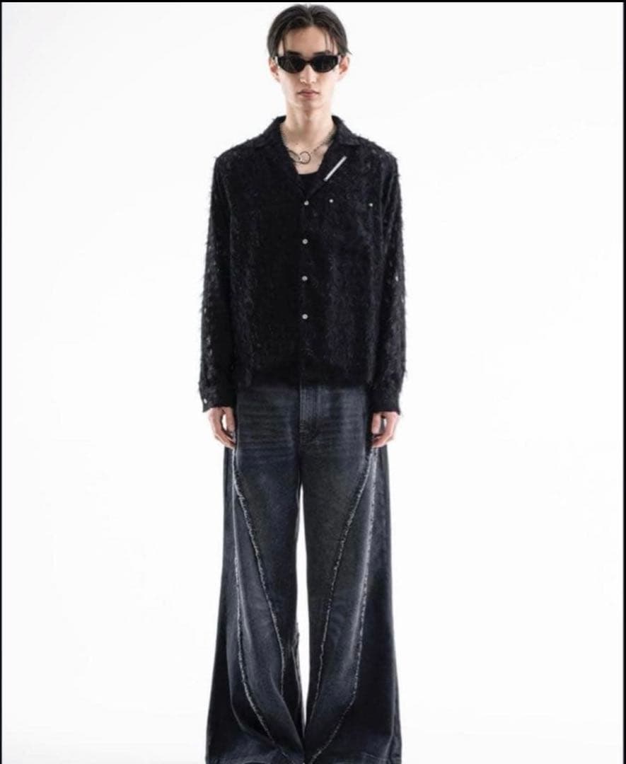 トップス jentlouis Fringe Open-Collar Shirt