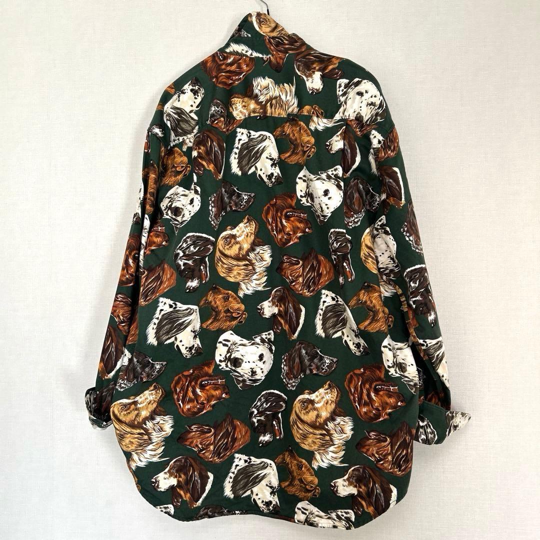 希少 バナナリパブリック sizeM犬 総柄 古着 シャツ 80-90年代