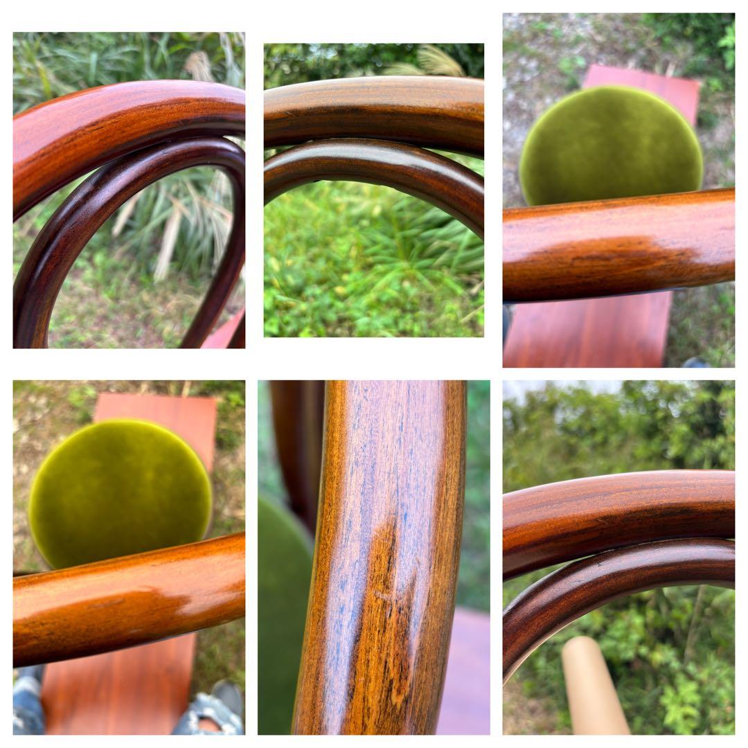 希少品　IDF太田長　曲木チェア　グリーンベルベット　ベントウッドチェア