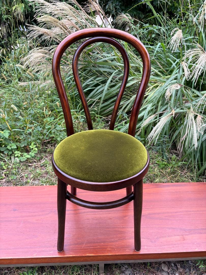希少品　IDF太田長　曲木チェア　グリーンベルベット　ベントウッドチェア