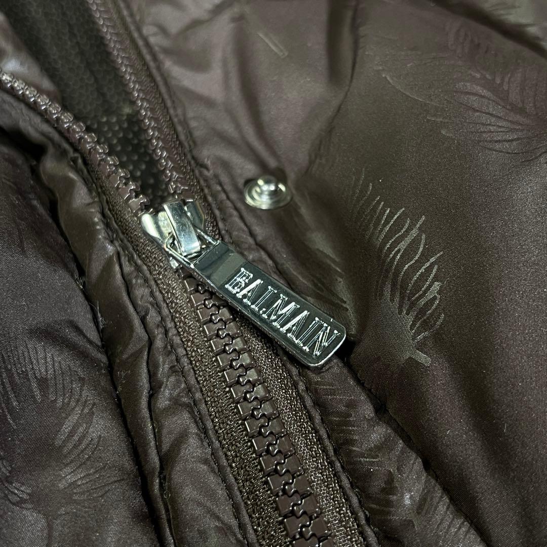 BALMAIN ダウンコート　ブラウン　フェザー L　フォックスファー　3way