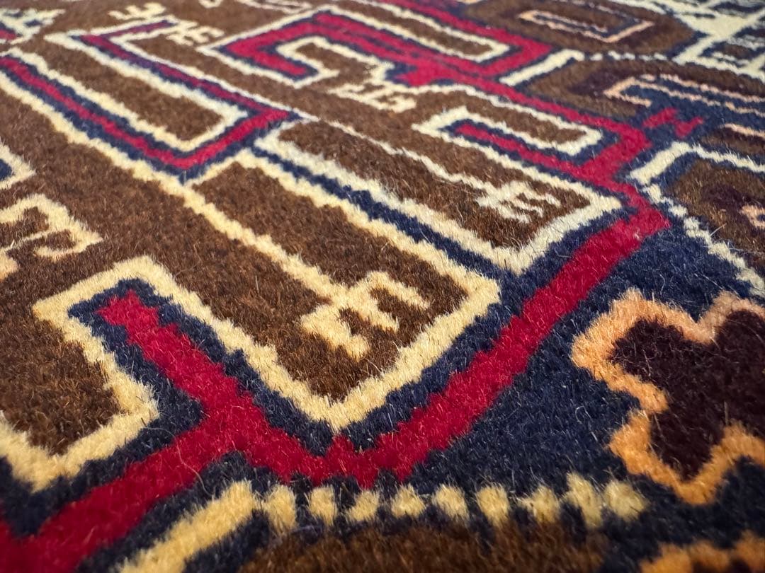 手織りダブルノット バルーチ族織トライバル絨毯　アフガンウール163×85cm