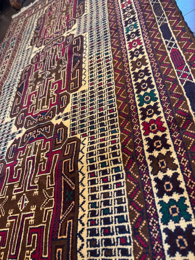 手織りダブルノット バルーチ族織トライバル絨毯　アフガンウール163×85cm