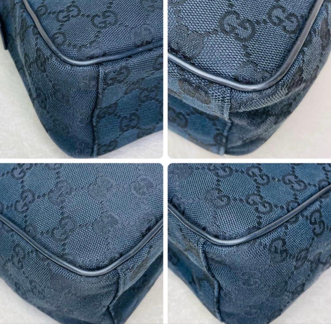 GUCCI グッチ ショルダーバッグ GGキャンバス レザー ブラック 黒