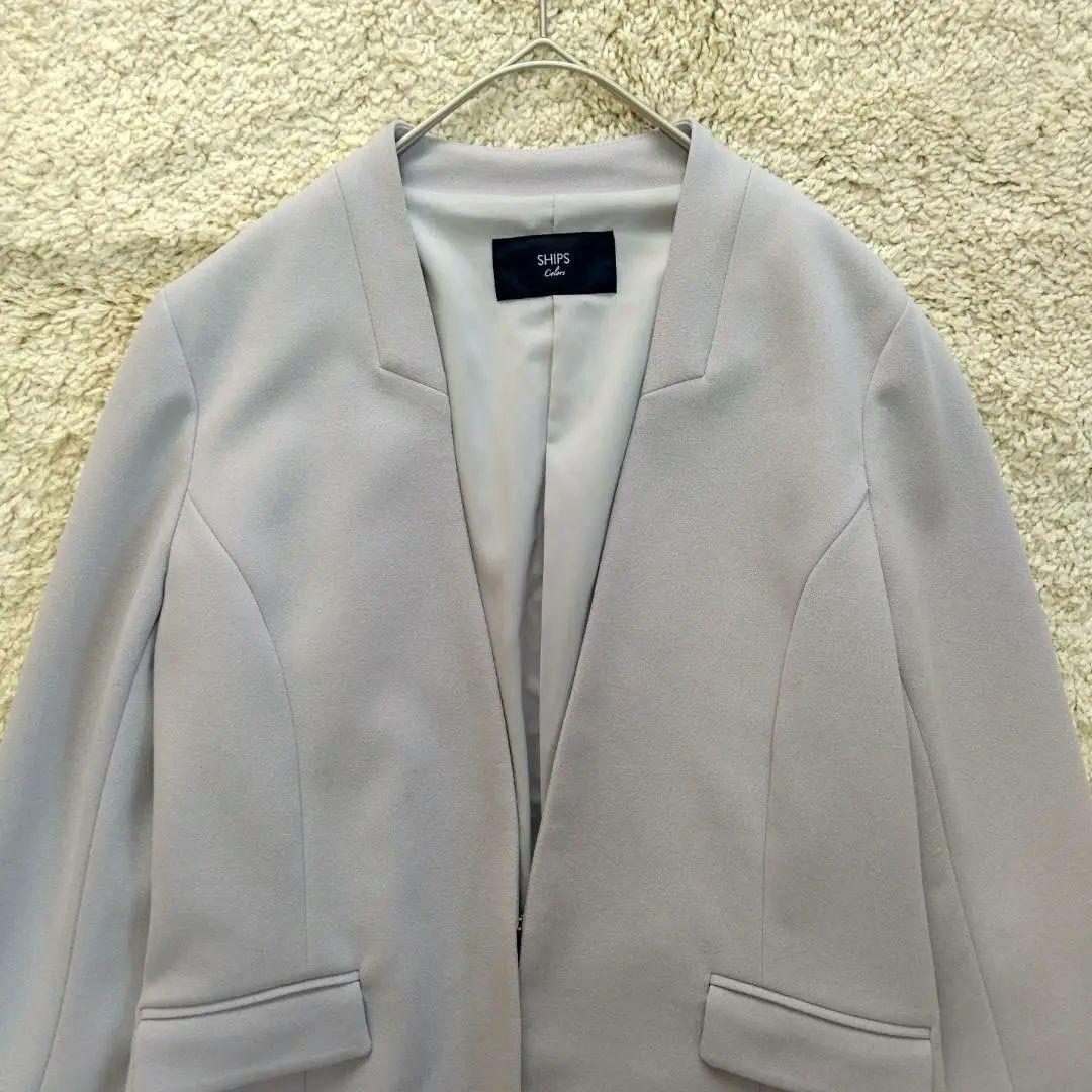 SHIPS シップス ノーカラーセットアップ 伸縮性 ボタンレス スーツ