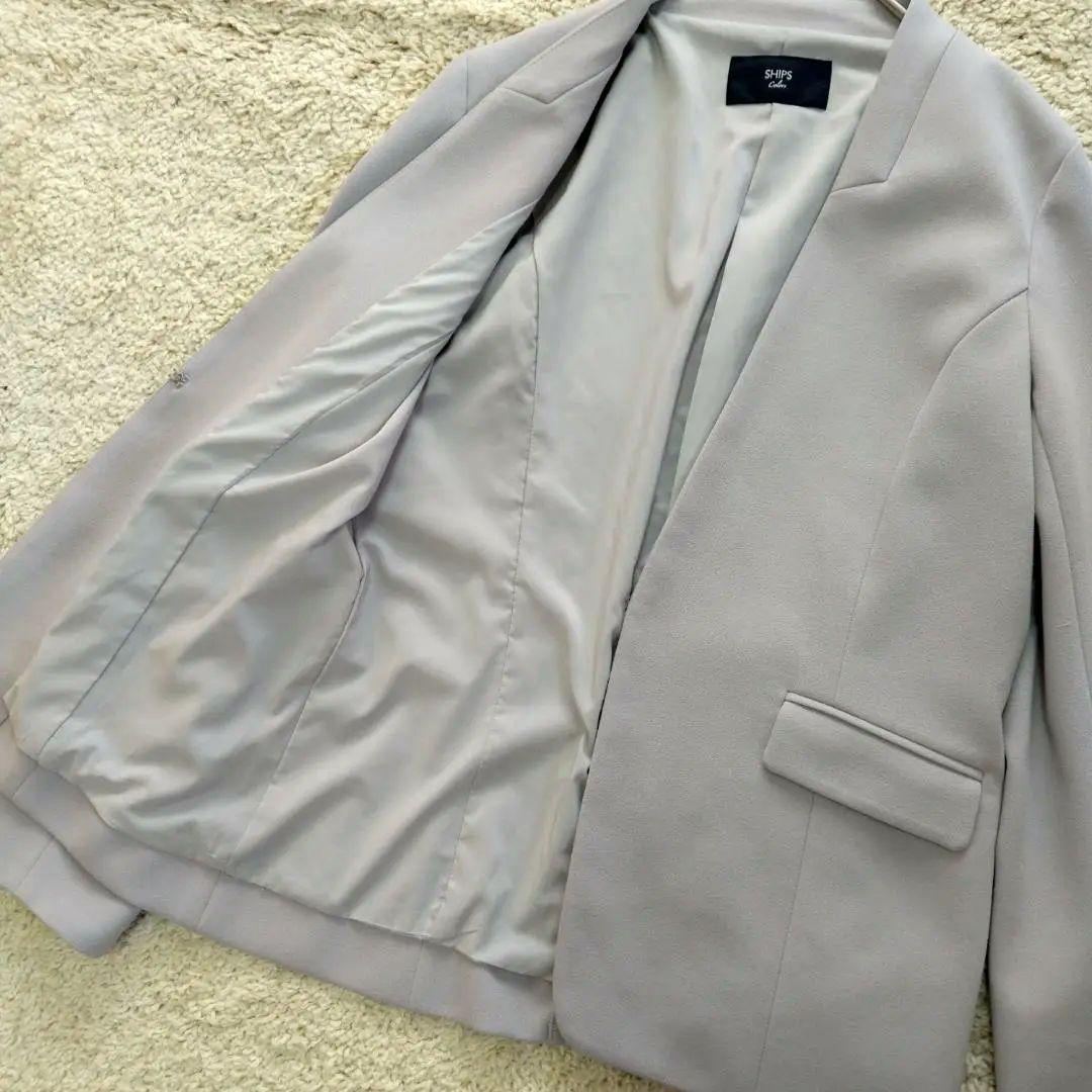 SHIPS シップス ノーカラーセットアップ 伸縮性 ボタンレス スーツ