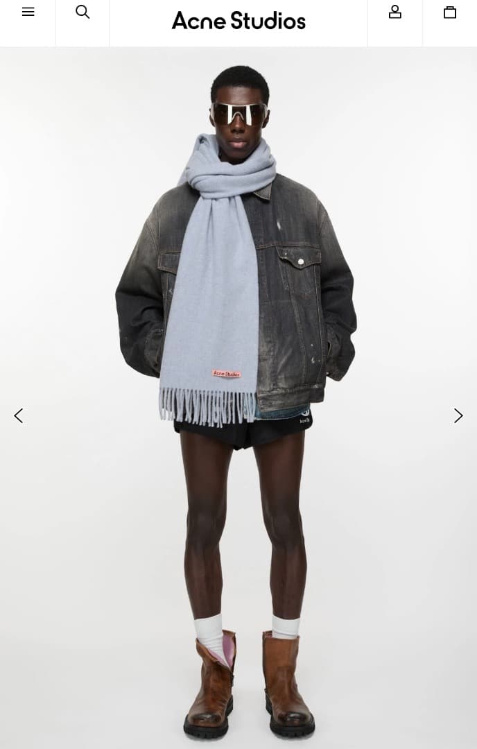 Acne Studios ライトブルー マフラー フリンジ付き