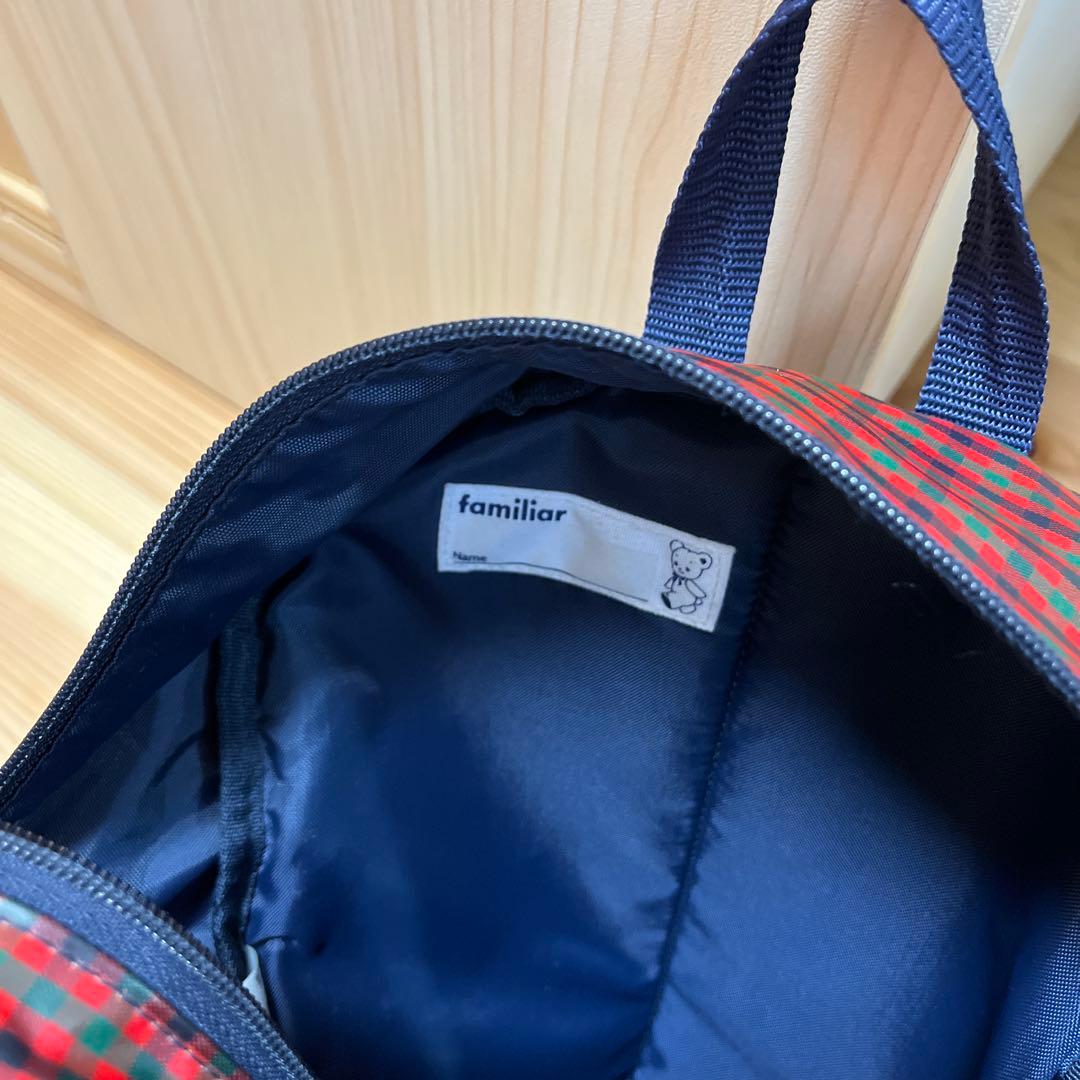 familiar 赤と黒チェック リュック