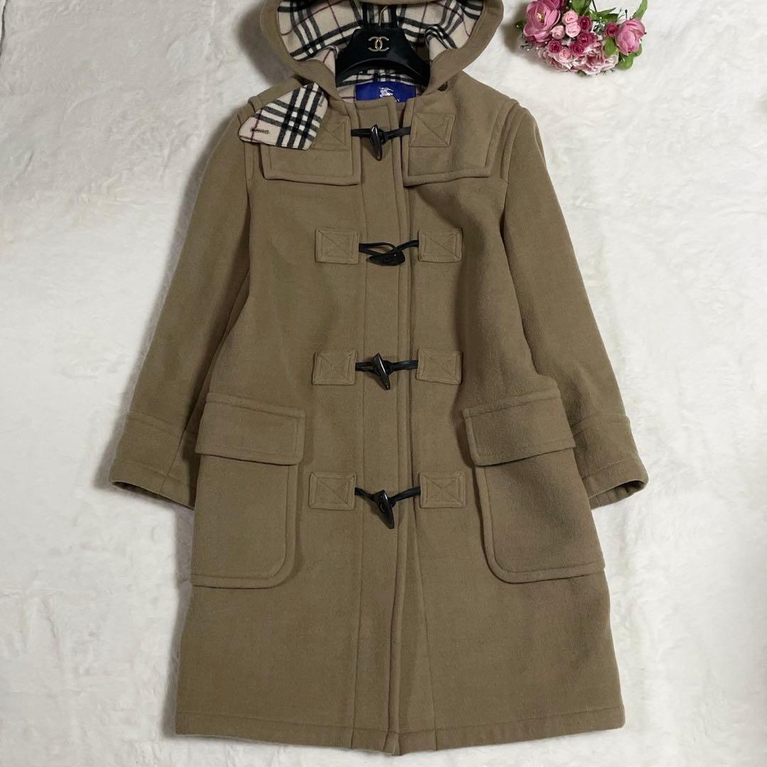 極美品● バーバリーブルーレーベル ダッフルコート ノバチェック ベージュ 38
