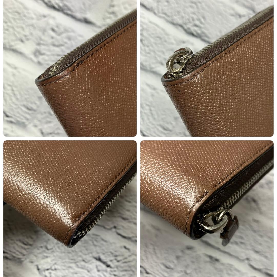 美品✨バリー トレインスポッティング シボ革 ロゴ金具 ラウンドジップ 長財布