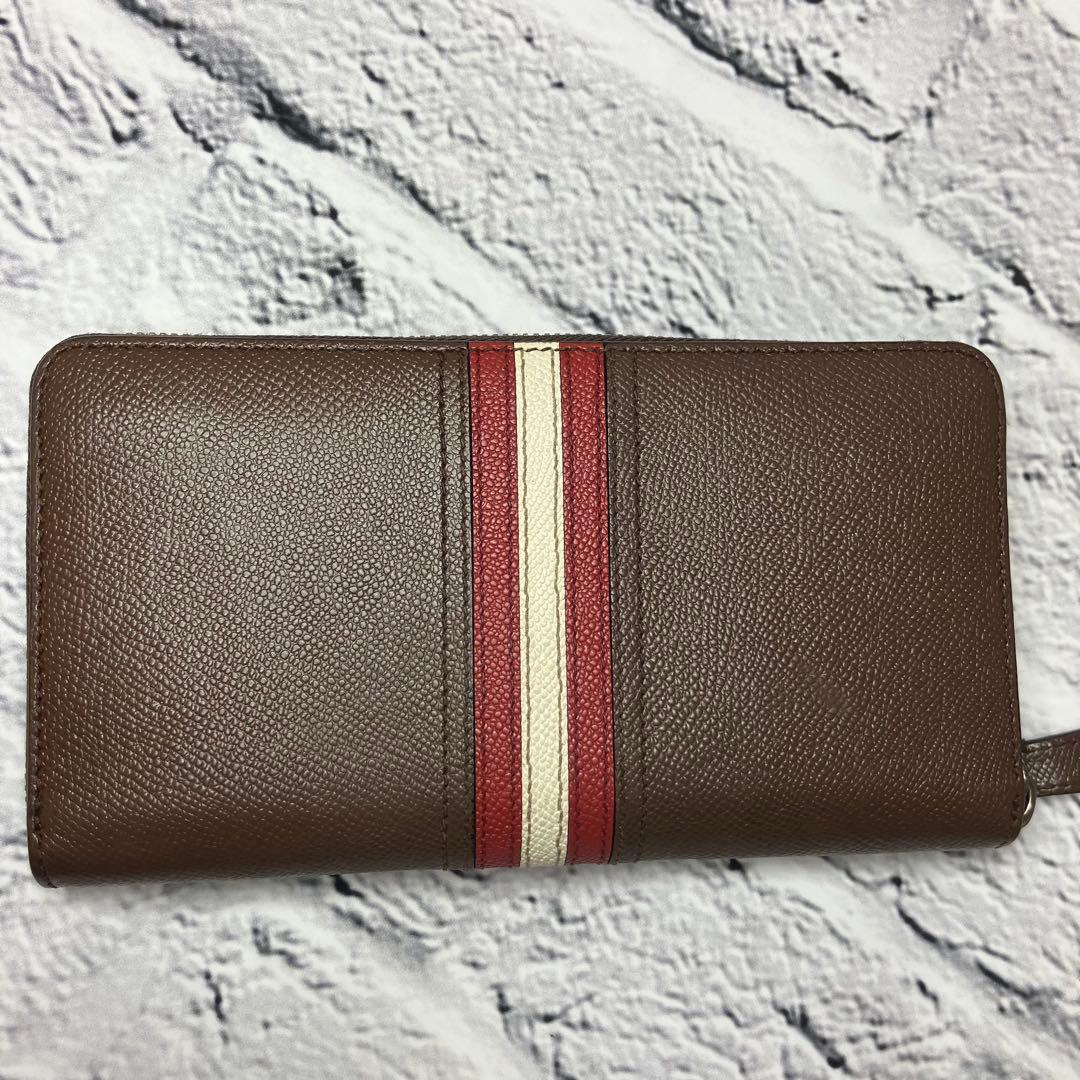 美品✨バリー トレインスポッティング シボ革 ロゴ金具 ラウンドジップ 長財布