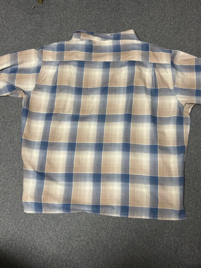 BEAMS オンブレチェック　オープンカラーシャツ Lサイズ