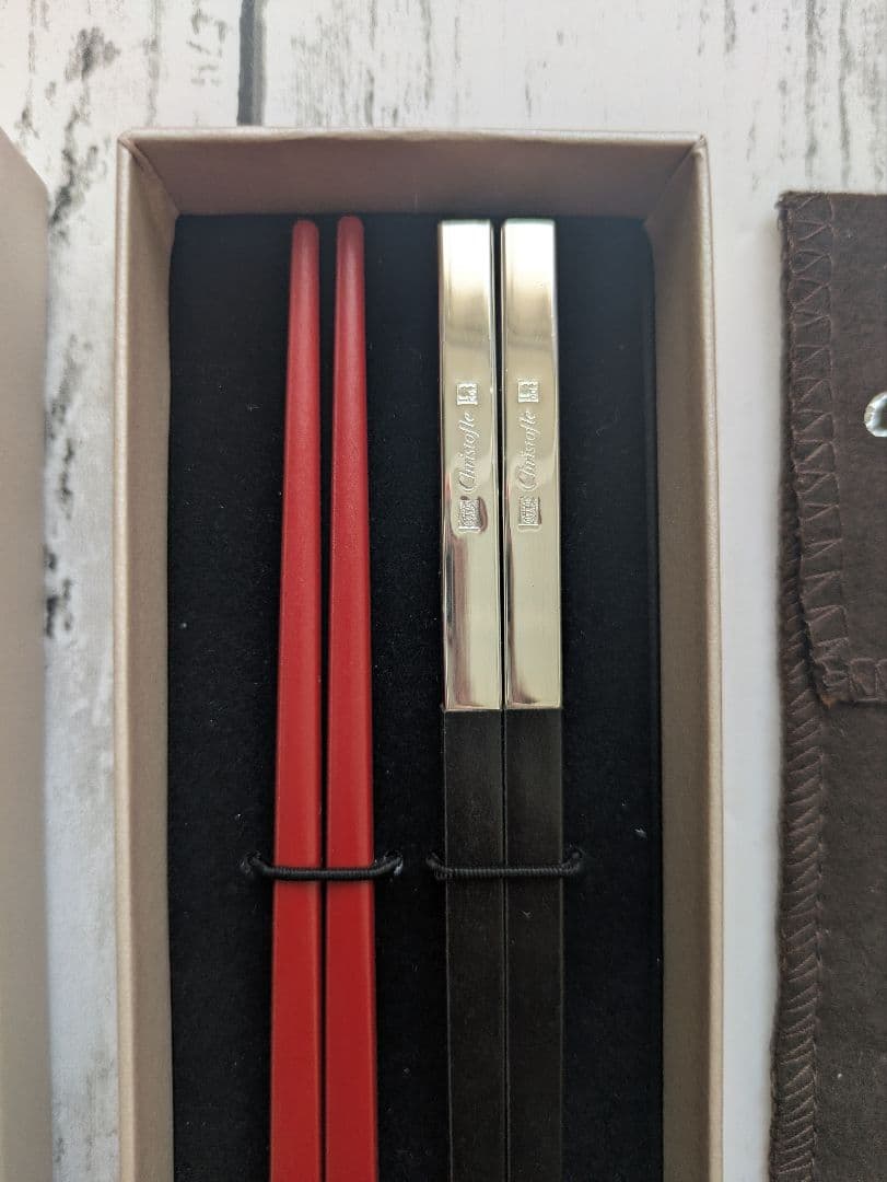 ★新品未使用Christofle 箸セット 赤黒