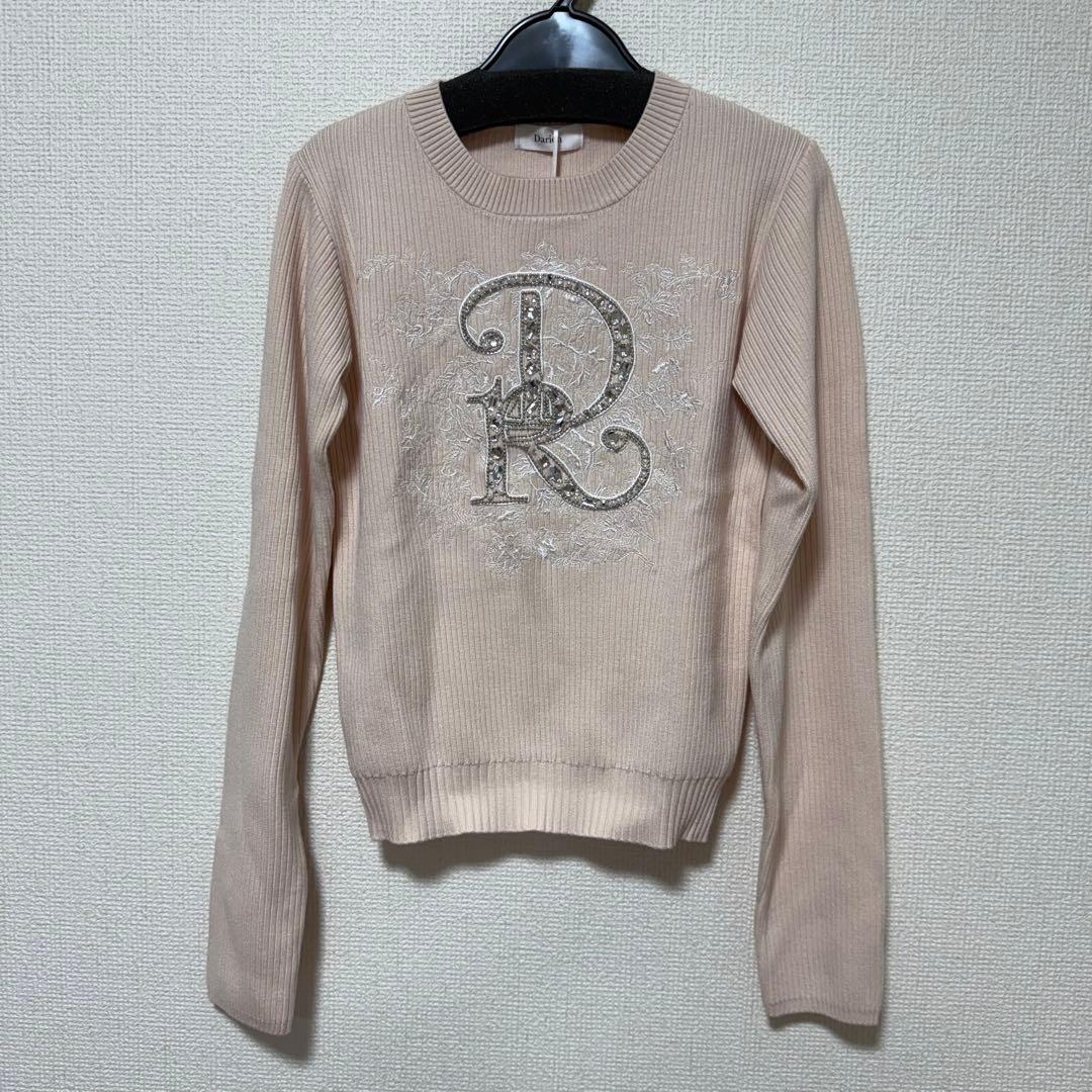 Darich ダーリッチ DRビジューフラワーリブニットトップス PNK ピンク