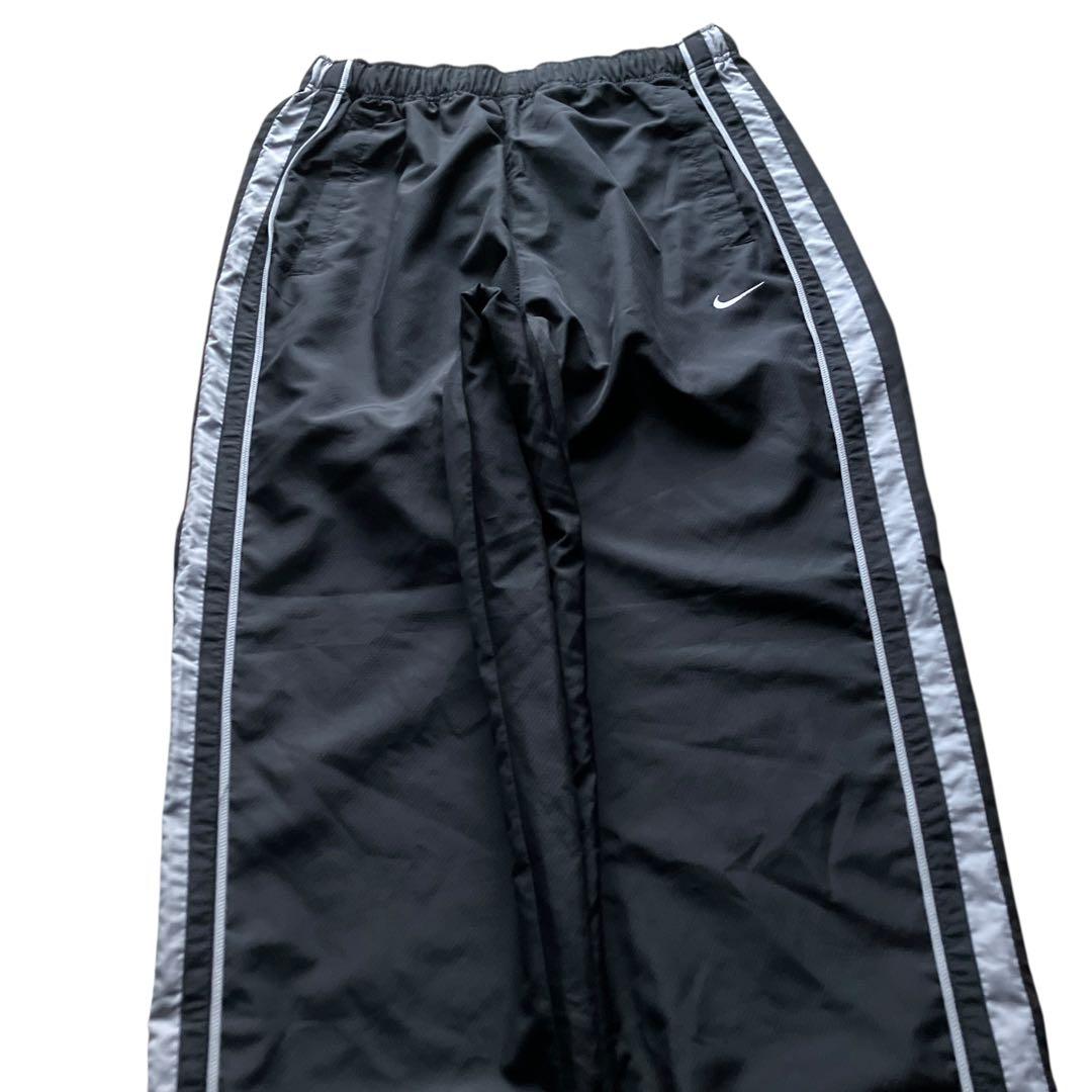00s OLD NIKE サイドライン ワイドナイロントラックパンツ ブラックL