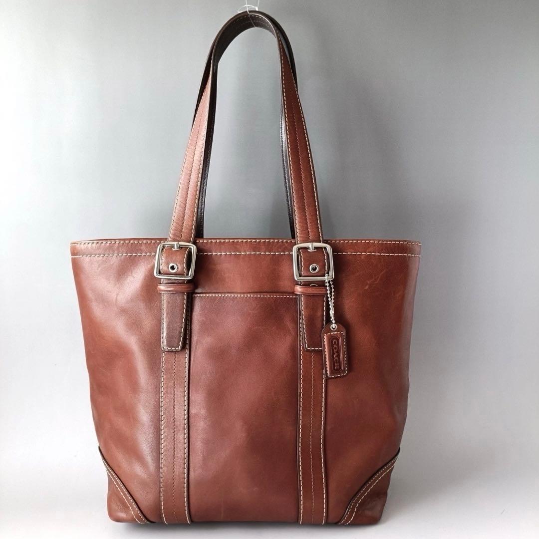 【ベッカム】コーチ 本革 レザートートバッグ ブラウン F11201