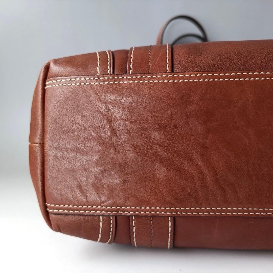 【ベッカム】コーチ 本革 レザートートバッグ ブラウン F11201