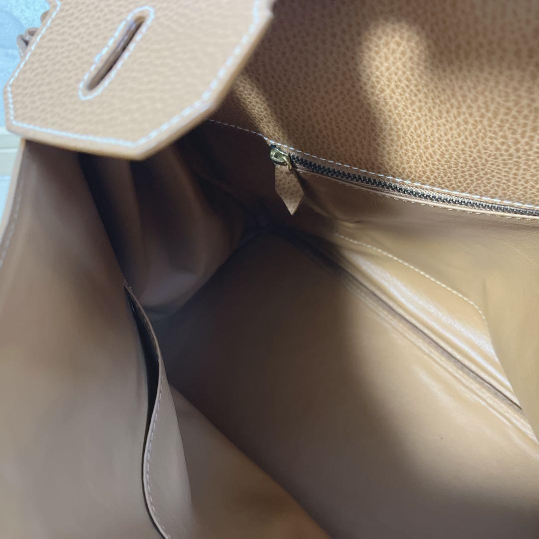 美品　EPONINE エポニーヌ　バック　レザー　カデナ　南京錠　キャメル　A4