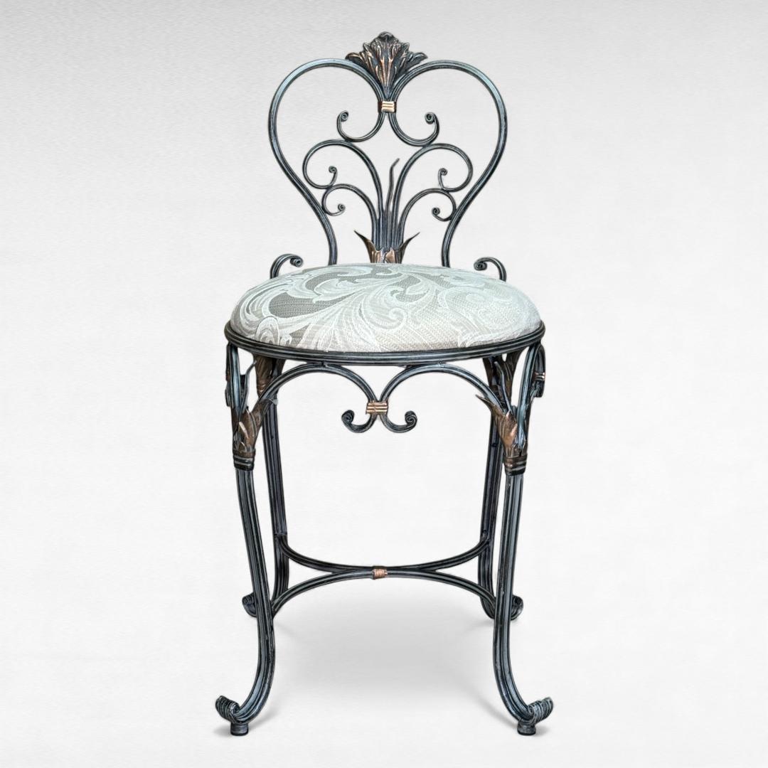 美品 アンティーク風 アイアンチェア 幅38 シャビー加工