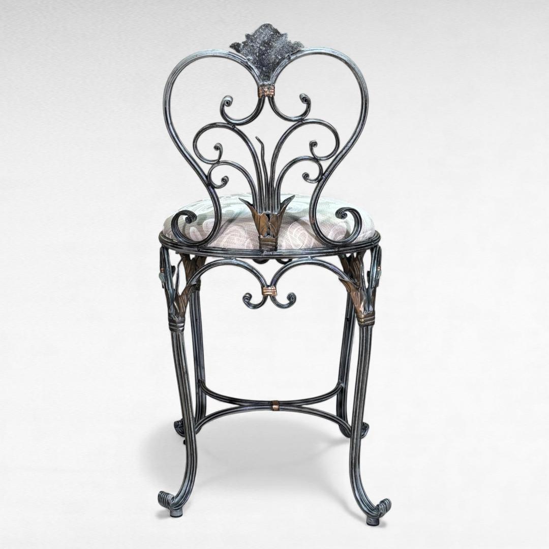 美品 アンティーク風 アイアンチェア 幅38 シャビー加工