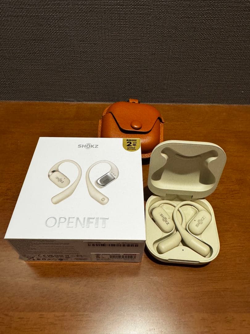 Shokz OpenFit ワイヤレスイヤホン ベージュ+保護ケース