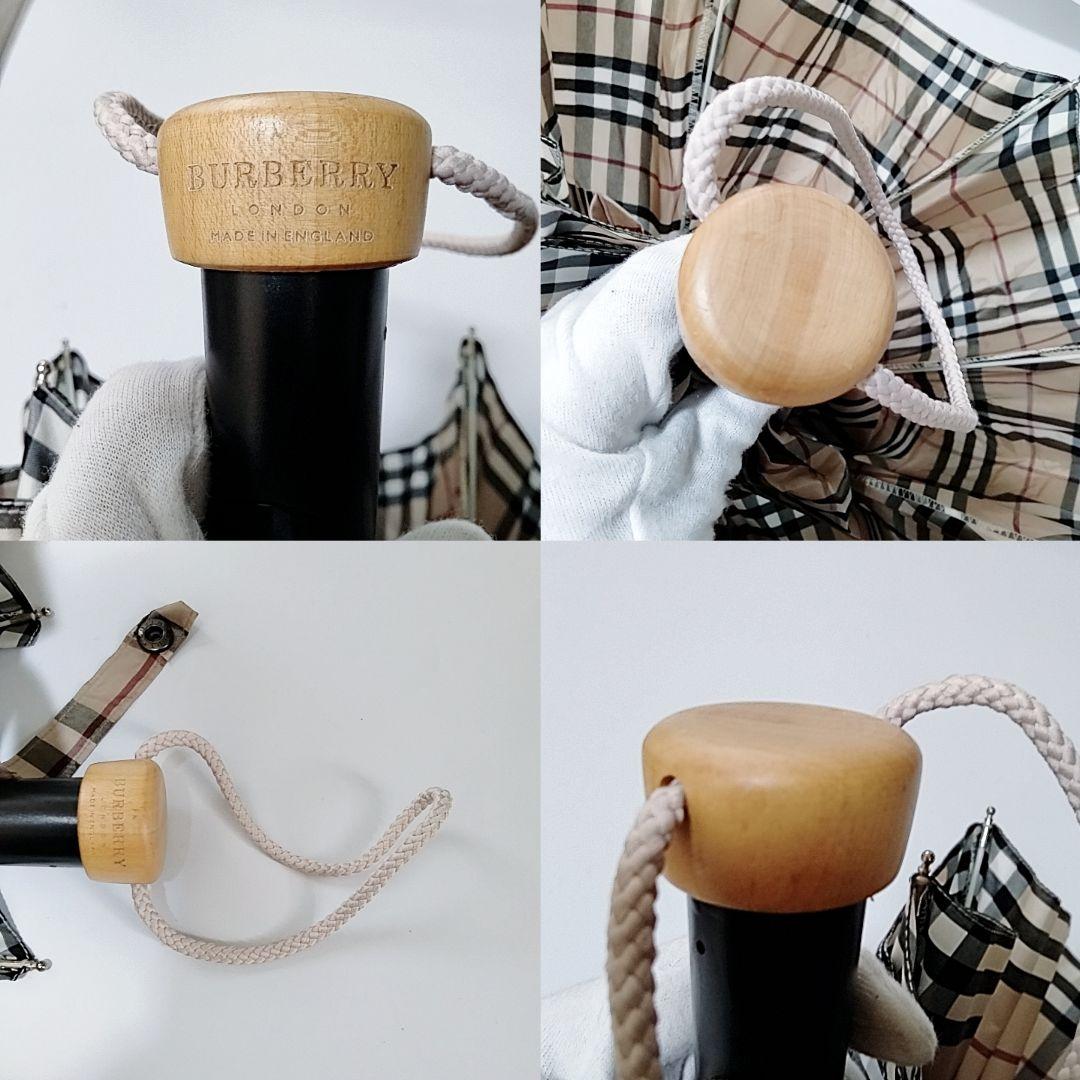 未使用級　バーバリー　雨傘　折りたたみ三つ折り　ノバチェック　自動　軽量傘袋付き