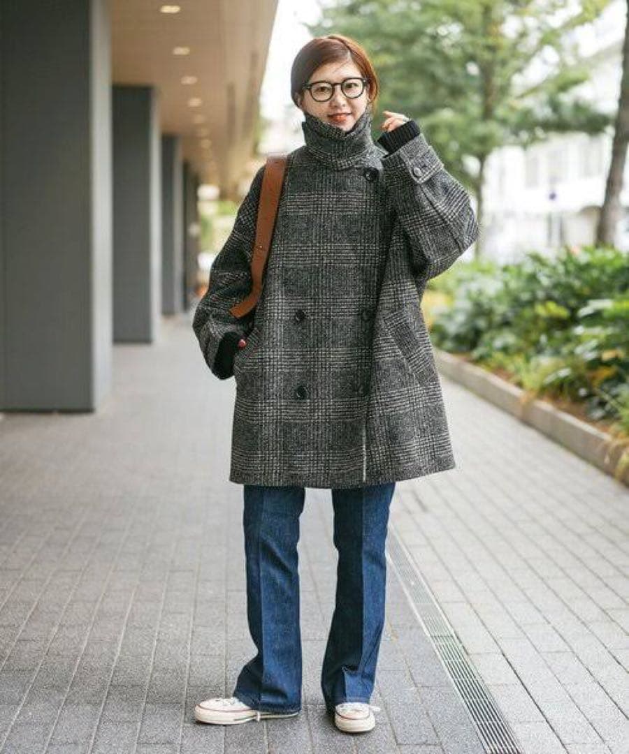 （24AW）Spick & Span Wスライバーチェックハーフコート