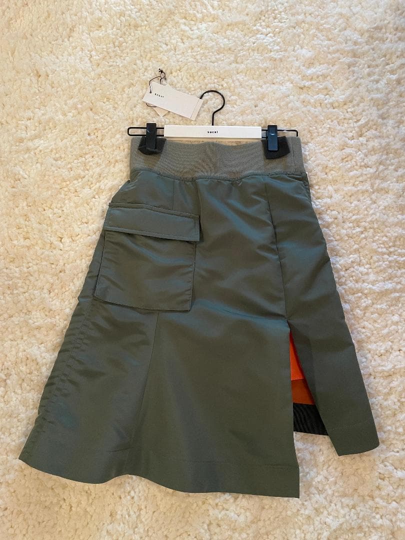 お値下げ！美品 sacai カーキ アシンメトリー カーゴスカート サイズ1