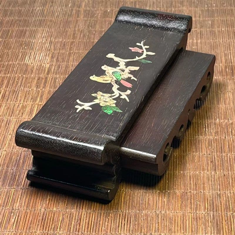 紫檀 象嵌貝殻 墨床 机面置物 筆架文房置物·案頭筆棚 書道具現代工芸品美術品