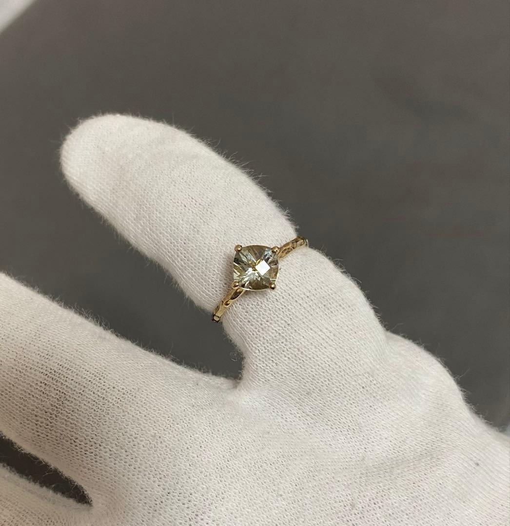 ☆極美品☆ジュエリーツツミ グリーンアメジストリング YG K10 8号