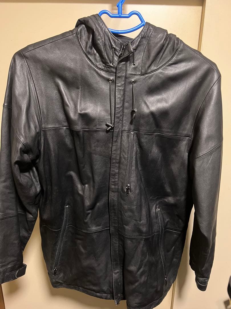 STUSSY フード付きレザージャケット XL