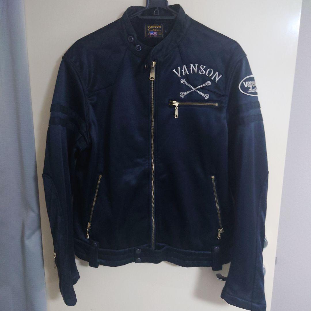 vanson シングル ライダース スカル 髑髏 ワッペン 黒 L