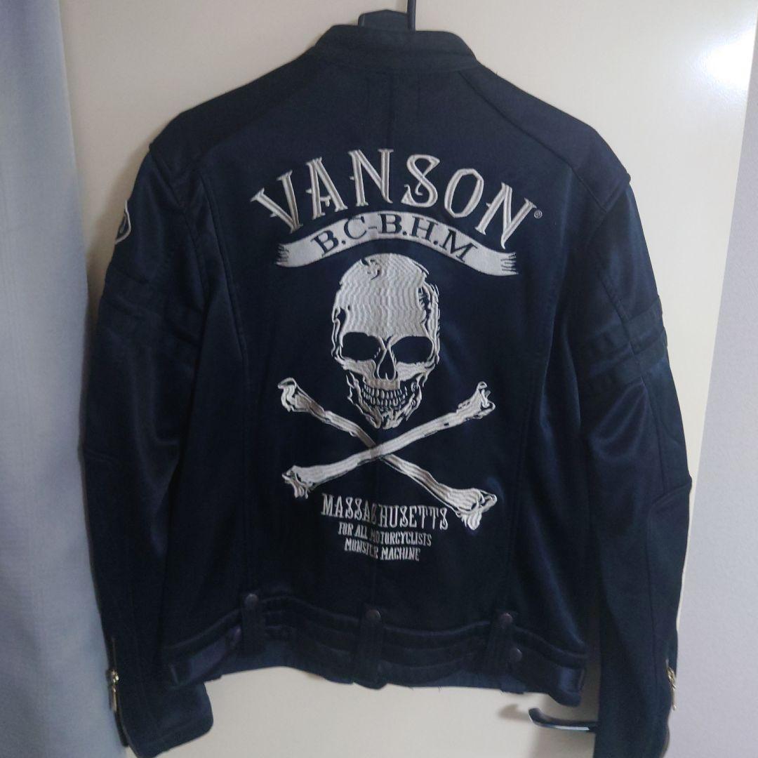 vanson シングル ライダース スカル 髑髏 ワッペン 黒 L