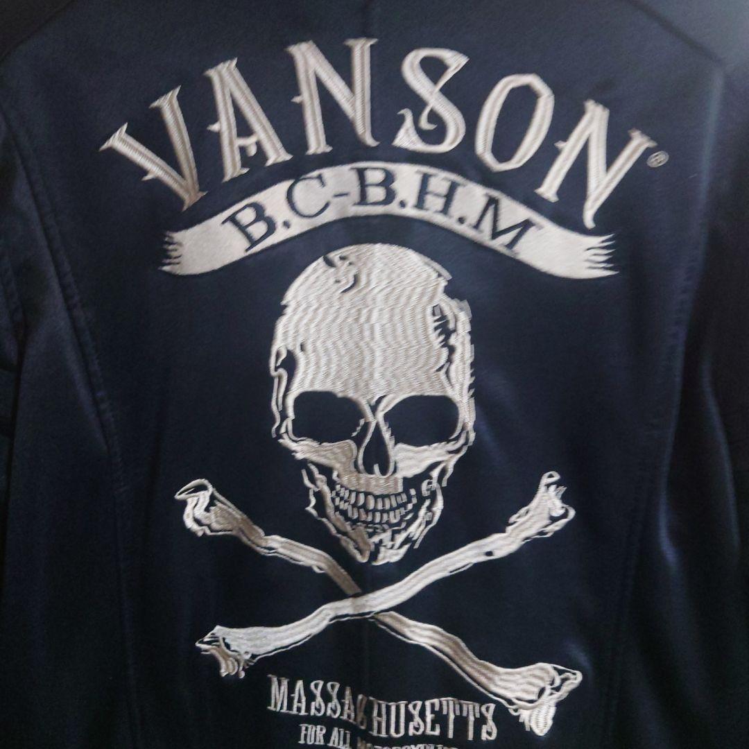 vanson シングル ライダース スカル 髑髏 ワッペン 黒 L