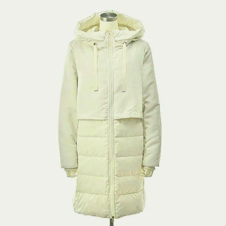 お値下げ！【新品タグ付き】アイボリーのフーテッドダウンコート（LL)