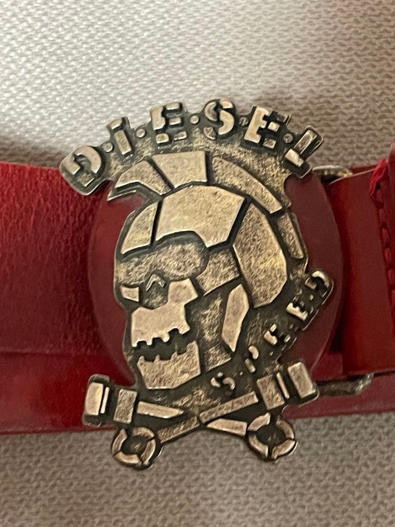 つ*ー様 DIESEL レザー ベルト レッド