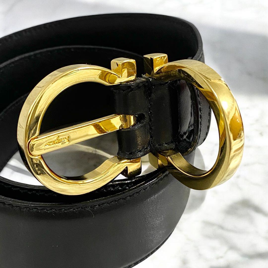 ✨美品✨フェラガモ ガンチーニ バックル ブラック ゴールド金具 箱あり