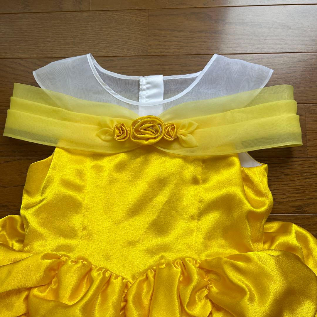 TDRビビディ・バビディ・ブティックのベルの黄色ドレス着丈_サイズ130